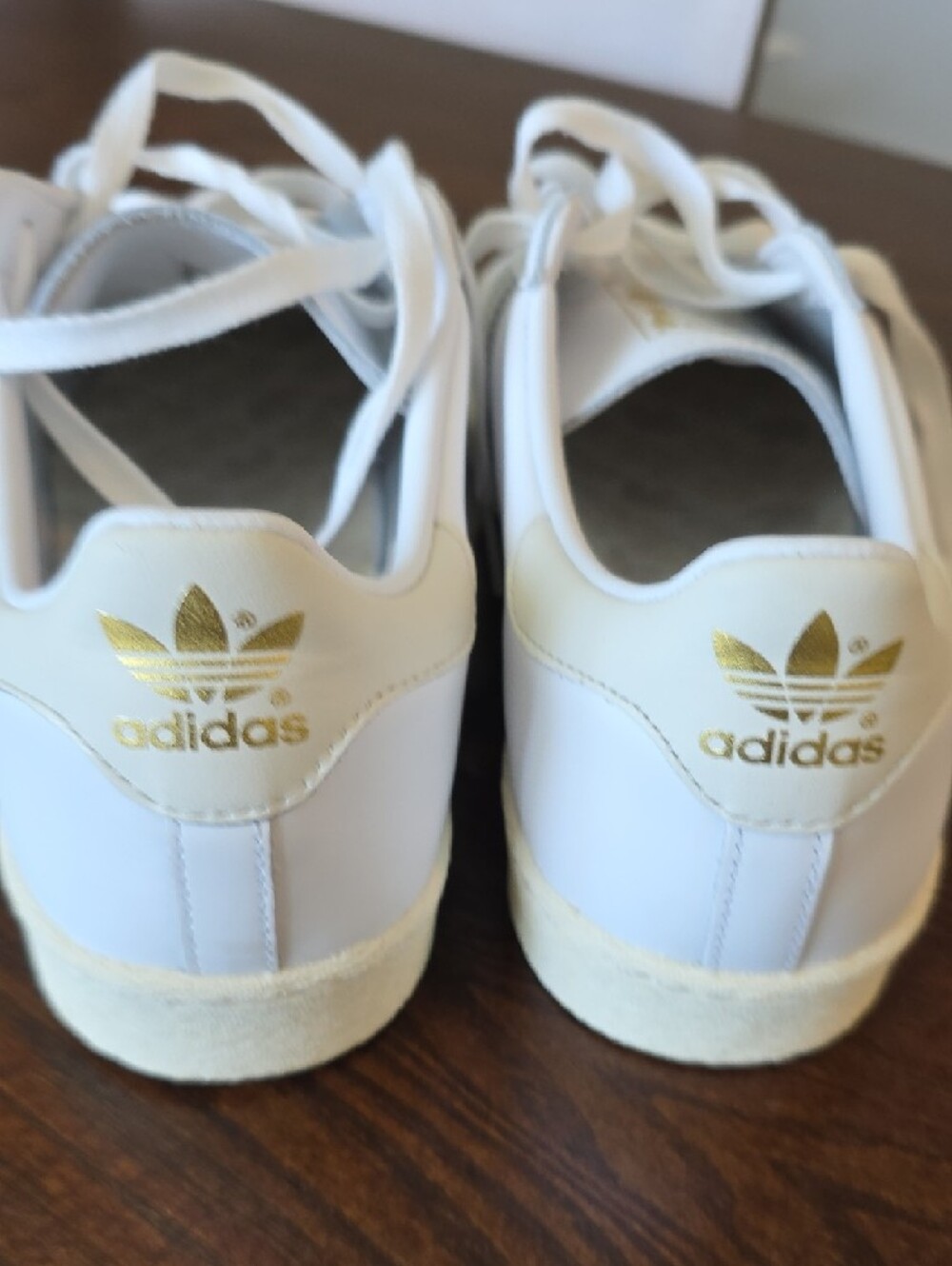 adidas White Leather Low-Top Sneakers with Cream Sole - Picture 5 of 7